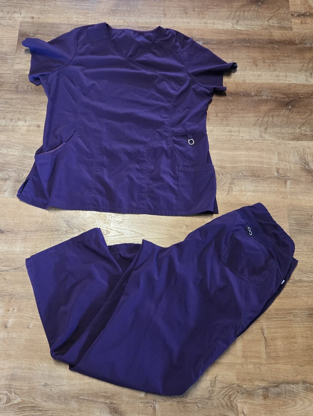 Women's Egg Plant Purple Scrub Pants And Top Set  Extra Large Petite